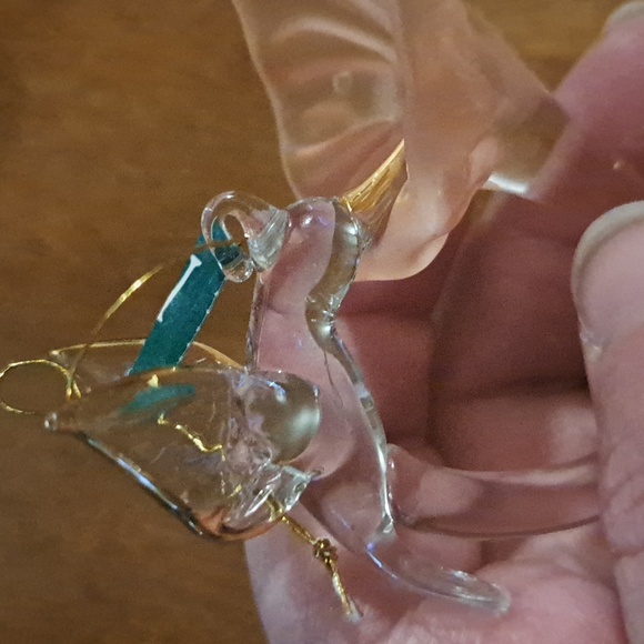 Elegant Glass Hummingbird Ornament flower floral flying flight wings - Picture 2 of 3